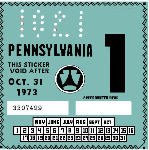 1961 Pennsylvania INSPECTION Sticker - $25.00 : Bob Hoyts Classic ...